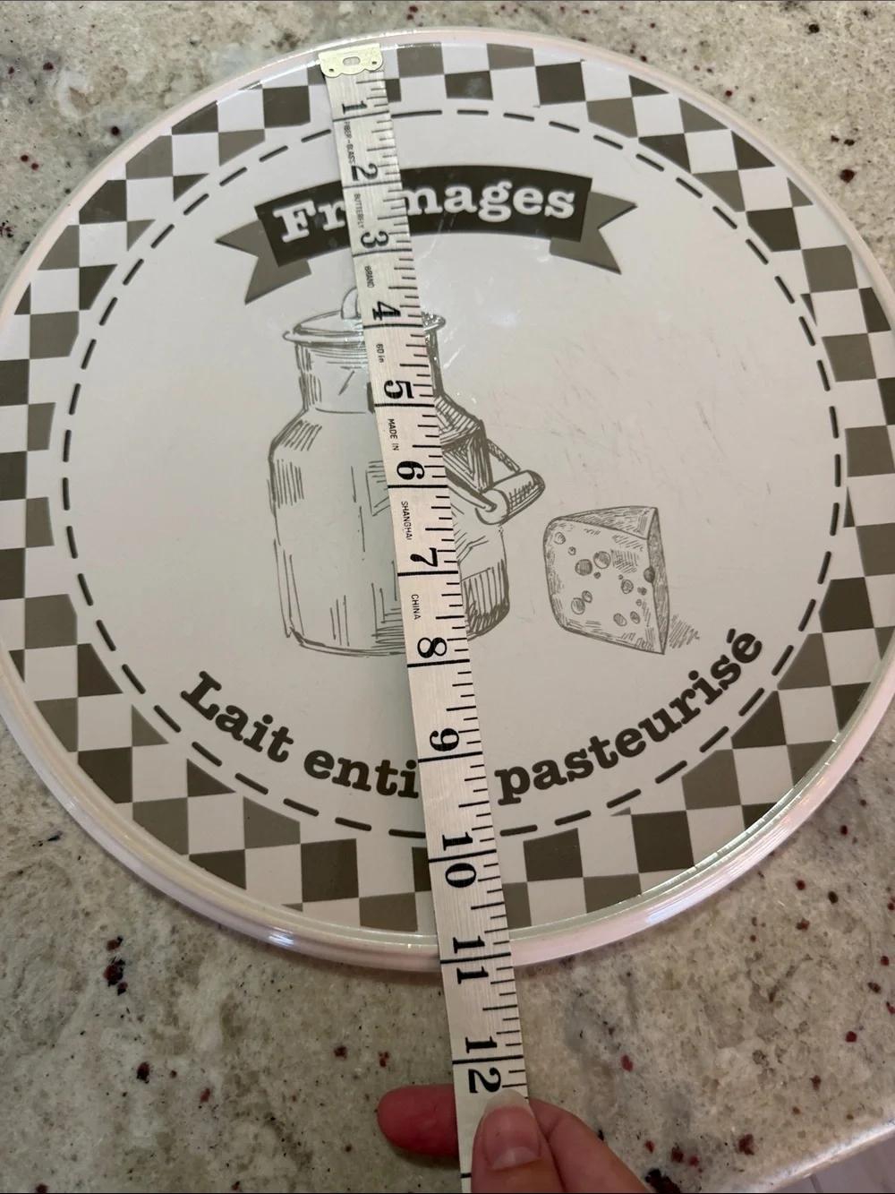 Fromages Ceramic Cheese Plate — White and Gray